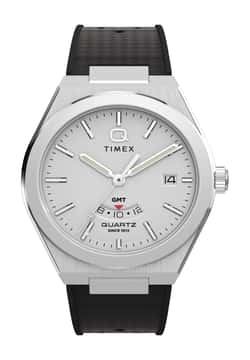 Timex Q Continental GMT 39mm Synthetic Rubber Strap Watch