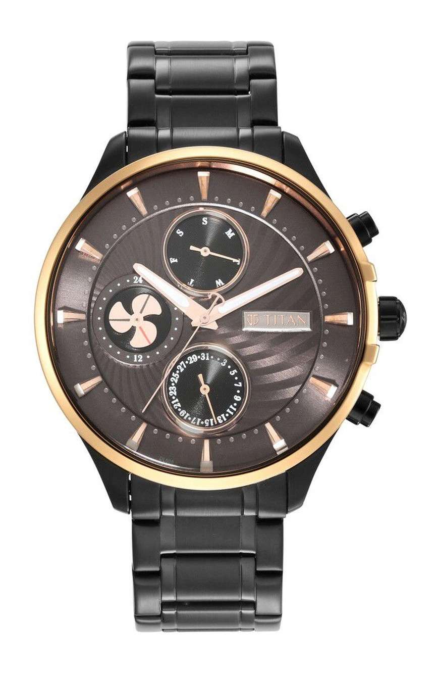 Titan Maritime Anthracite Dial Quartz Multifunction Stainless Steel Strap watch for Men