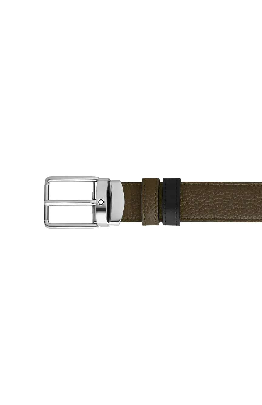 Montblanc Everyday buckle khaki/black 30mm reversible leather belt