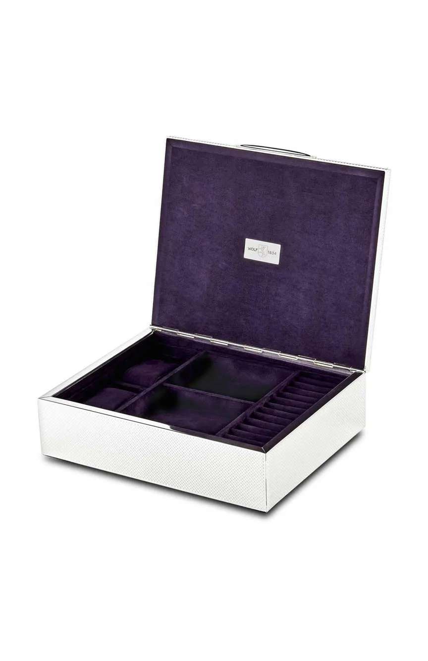 وولف صندوق تذكاري لون فضي للساعة والمجوهرات