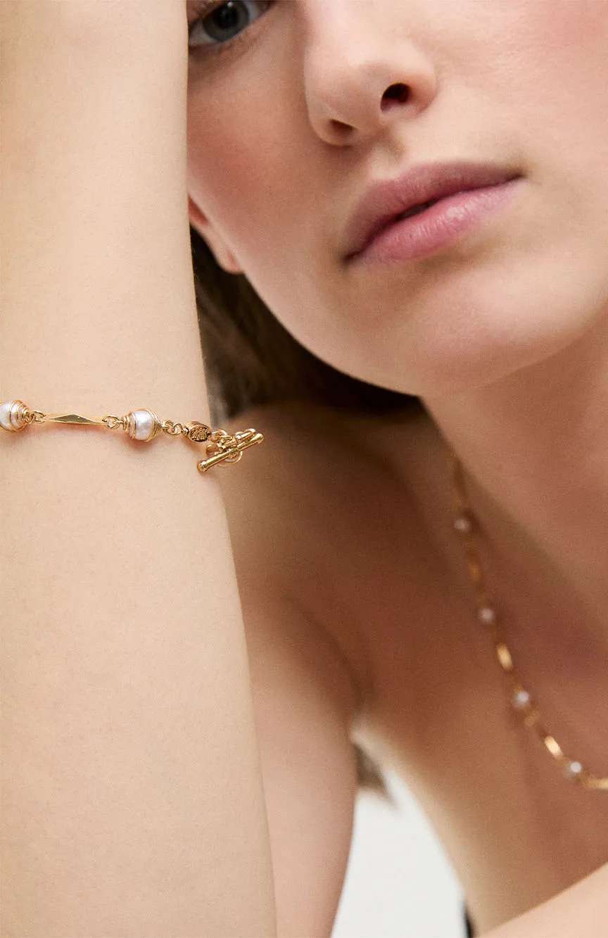 Gas Bijoux Nested Pearl and Chain Bracelet