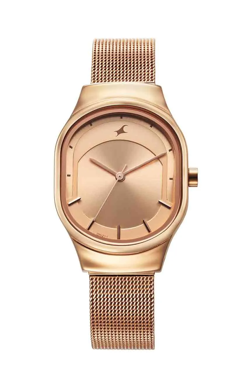 

Titan | Fastrack Snob X Rose Gold Dial Stainless Steel Strap Watch for Girls