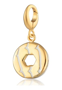 Lily Charmed Gold Plated Biscuit Charm With White Enamel