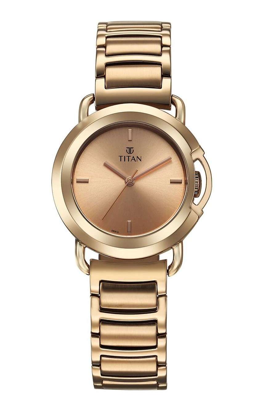 تيتان Workmode Quartz Analog Rose Gold Dial Stainless Steel Strap Watch For Women
