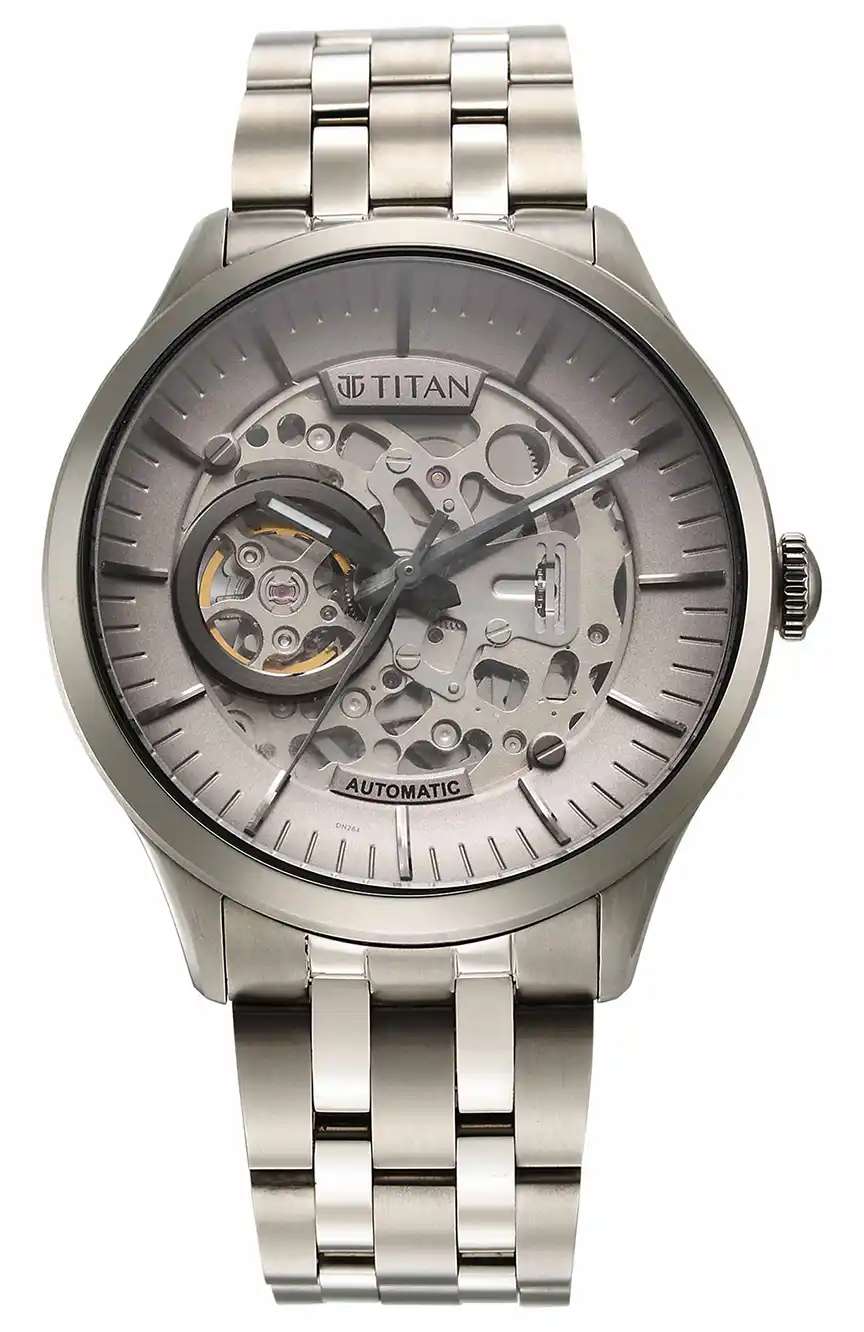 Titan Metal Mechanicals Silver Dial Silver Stainless Steel Strap Watch for Men