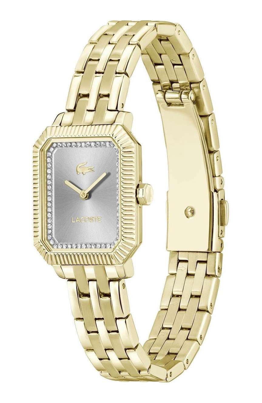 لاكوست ساعة لاكوست باريسيان بميناء مستطيل مقاس 23 مم وسوار ستانلس إستيل للنساء