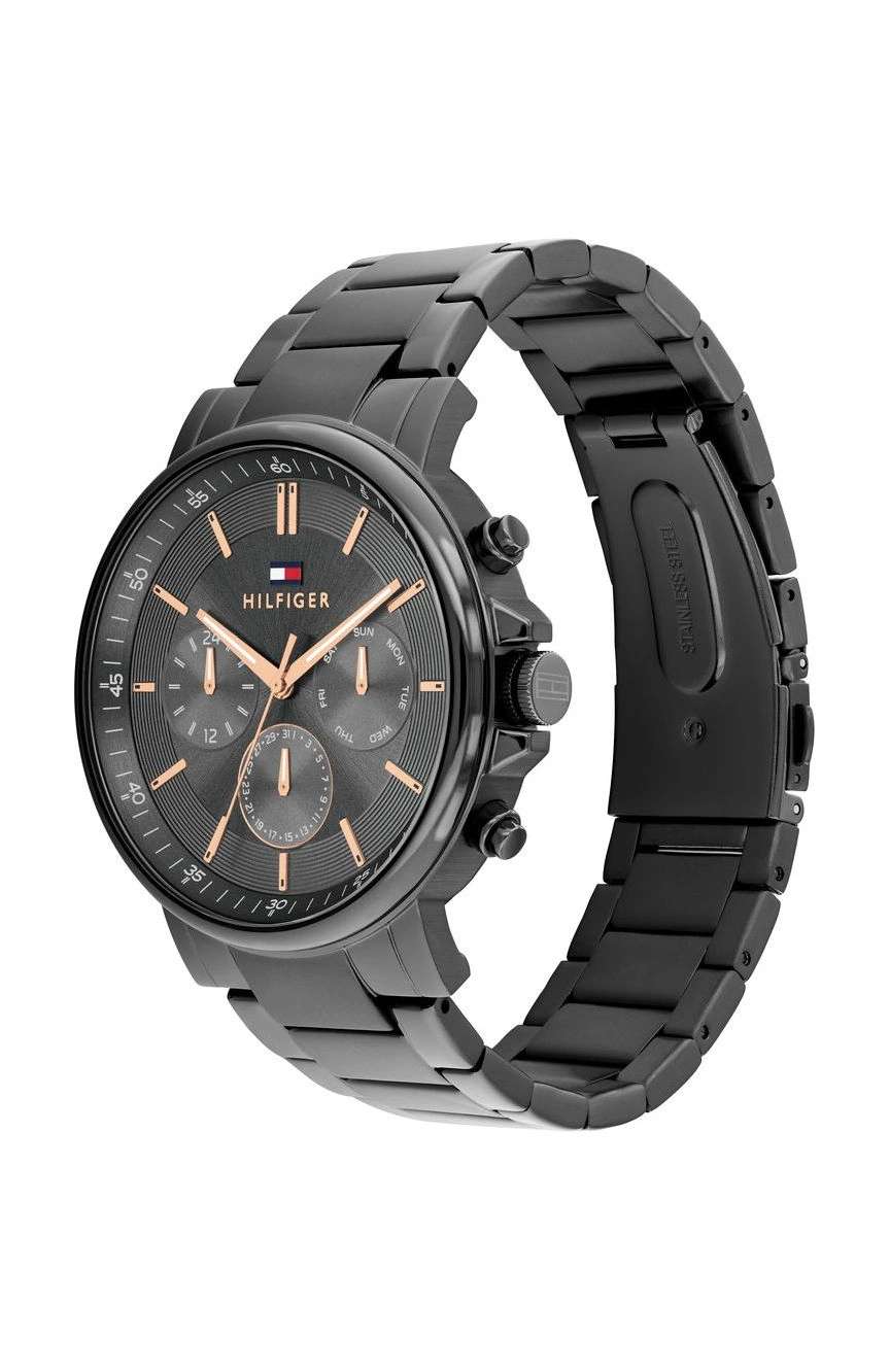 تومي هيلفجر ساعة تايسون مقاس 44 مم بسوار ستانلس إستيل من تومي هيلفيغر للرجال