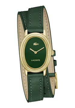 Lacoste ساعة لاكوست باريسيان بميناء بيضاوي مقاس 22 مم وسوار جلدي للنساء