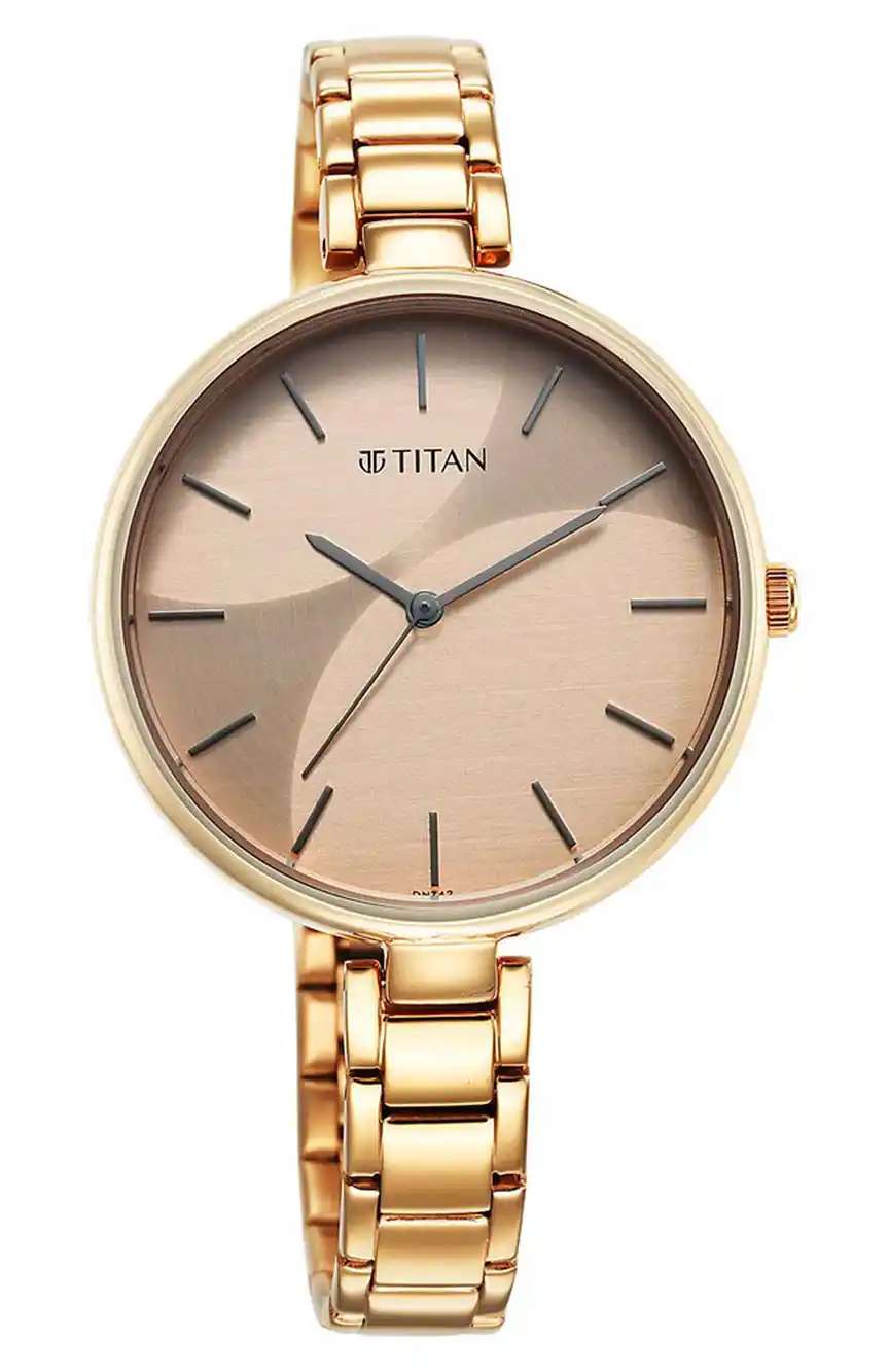 تيتان ساعة تيتان بيربل ستاكيبلز كوارتز بميناء ثنائي اللون وسوار ستانلس إستيل للنساء