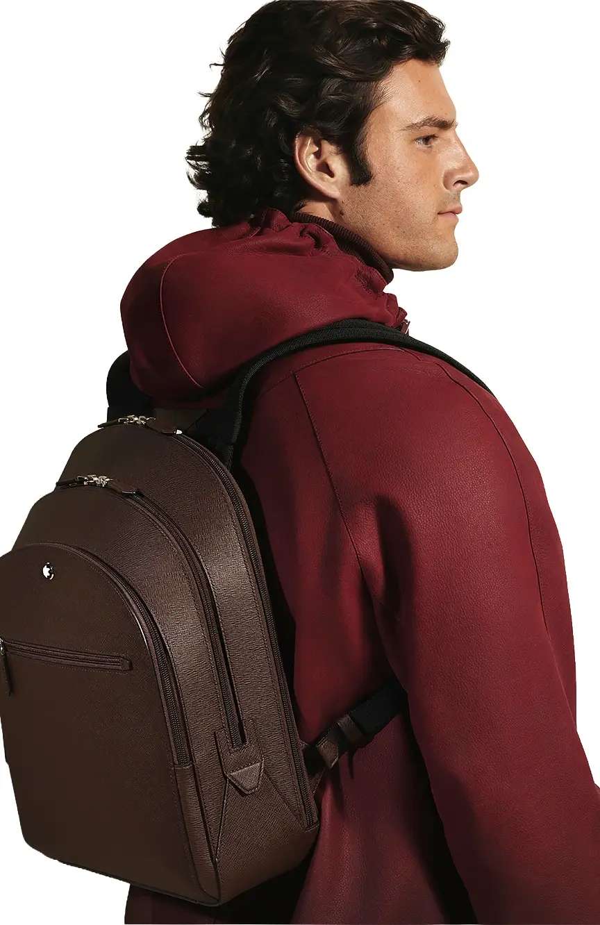 Montblanc Medium Backpack With 3 Compartments In Sartorial Leather