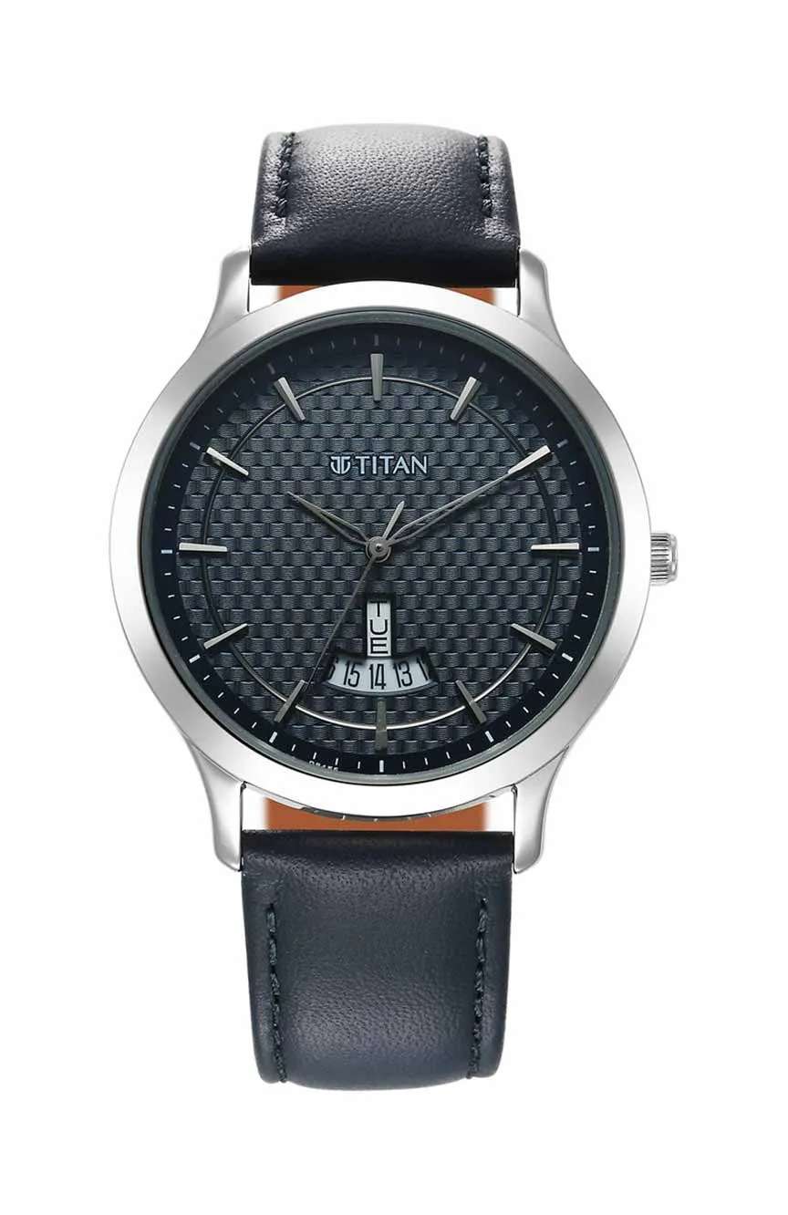 Titan Karishma Quartz Analog Blue Dial Leather Strap Watch for Men