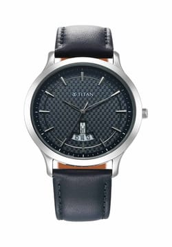 Titan Karishma Quartz Analog Blue Dial Leather Strap Watch for Men