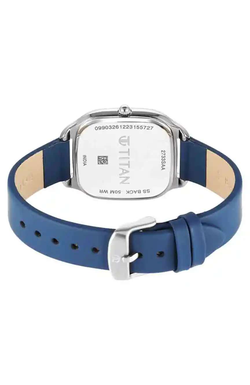 Titan Workwear Quartz Analog White Dial Green Leather Strap Watch For Women