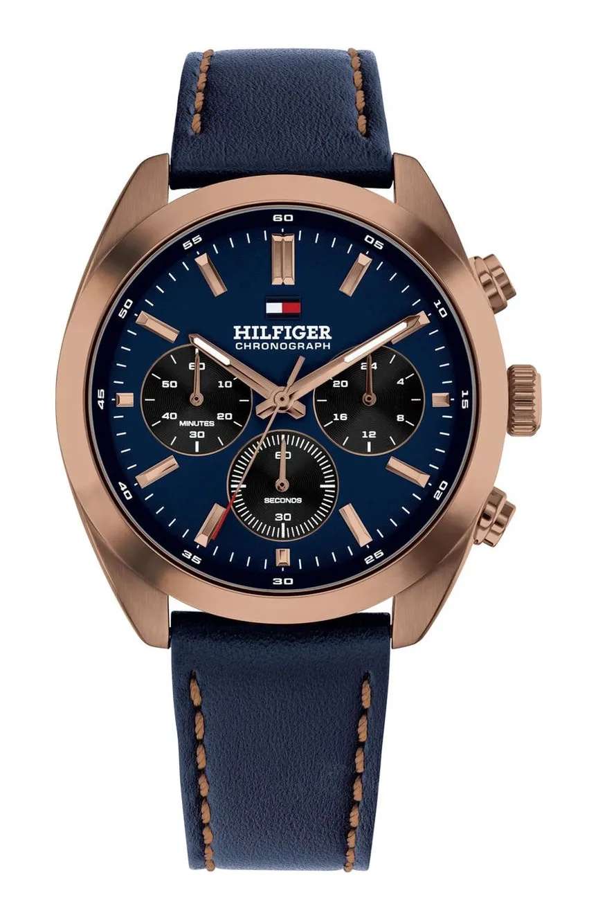 تومي هيلفجر ساعة تومي هيلفيجر هودسون بميناء مستدير مقاس 40 مم وسوار جلدي للرجال