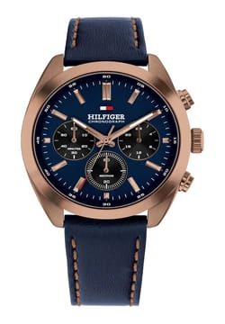 Tommy Hilfiger ساعة تومي هيلفيجر هودسون بميناء مستدير مقاس 40 مم وسوار جلدي للرجال