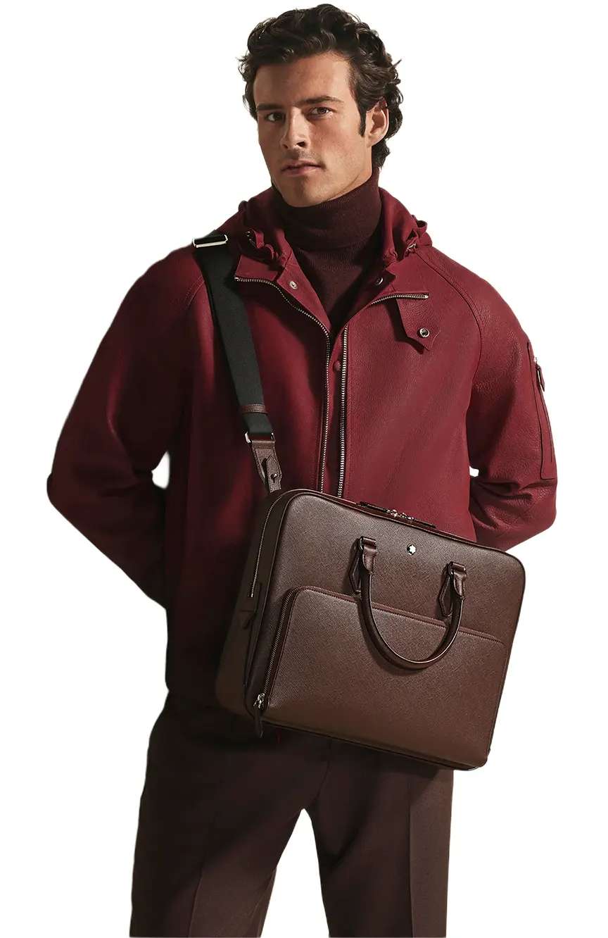 Montblanc Medium Briefcase With Pocket In Sartorial Leather