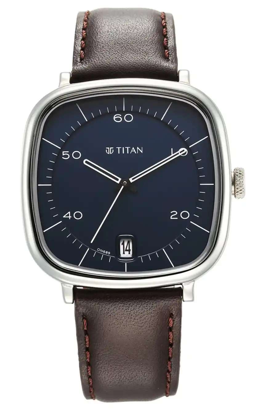 Titan Neo Curve Quartz Analog Anthracite Dial Brown Leather Strap Watch for Men