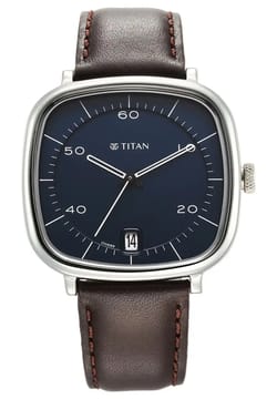 Titan Neo Curve Quartz Analog Anthracite Dial Brown Leather Strap Watch for Men