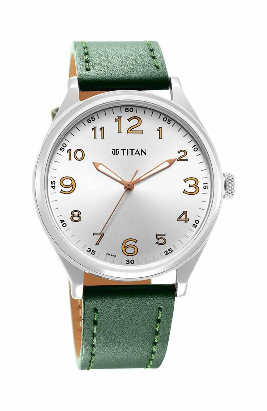 

Titan | Titan Quartz Analog Silver White Dial Leather Strap Watch for Men