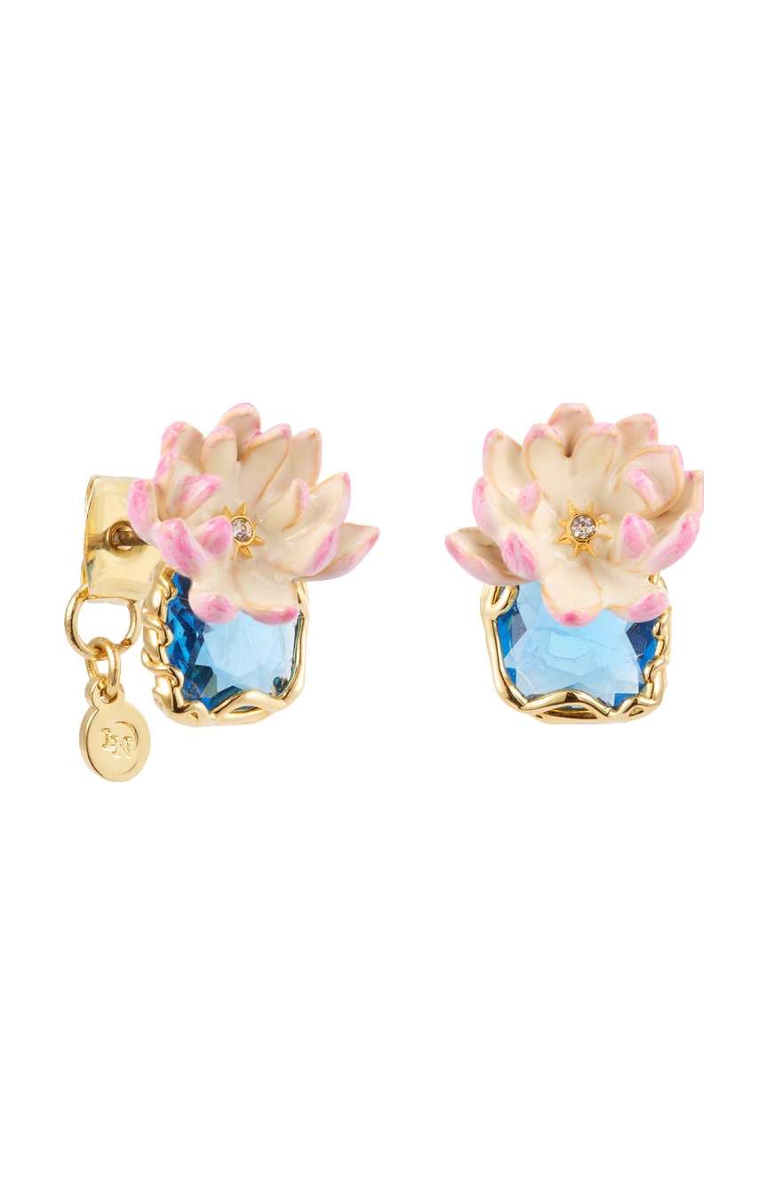 Les Nereides Pink Water Lily Post Earrings
