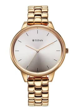 Titan Neo Quartz Analog Grey Dial Rose Gold Metal Strap Watch For Women