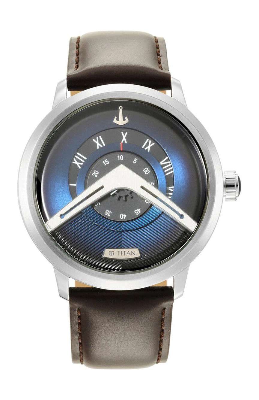 Titan Maritime Blue Dial Analog Leather Strap Watch for Men