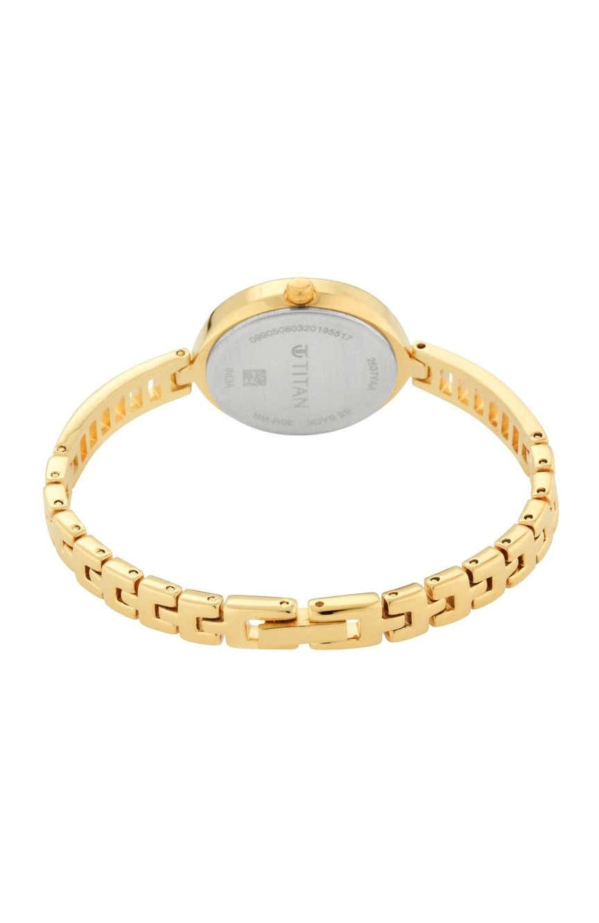 Titan Quartz Analog Golden Dial Metal Strap Watch for Women