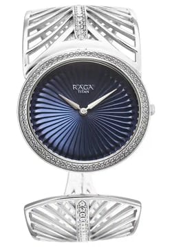 Titan Raga Silver Quartz Analog Blue Dial With Sterling Silver Metal Strap And Case Watch For Women (Large)