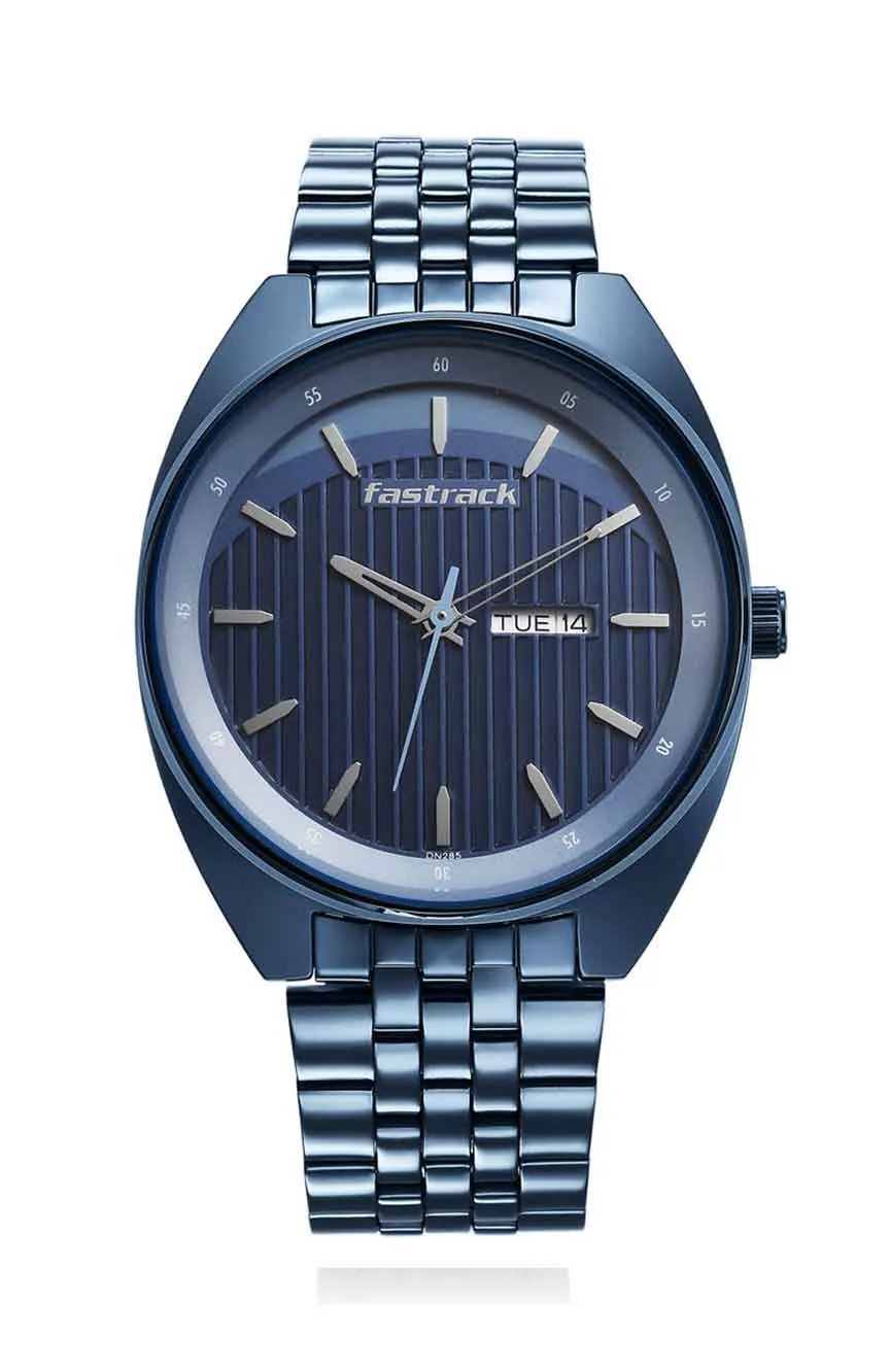 

Titan | Fastrack Snob X Blue Dial Metal Strap Watch for Guys