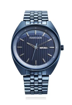 Titan Fastrack Snob X Blue Dial Metal Strap Watch for Guys