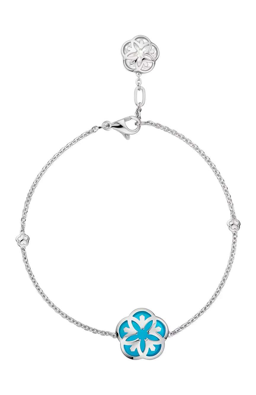 OMEGA BRACELET 18K WHITE GOLD MOTHER OF PEARL TURQUOISE