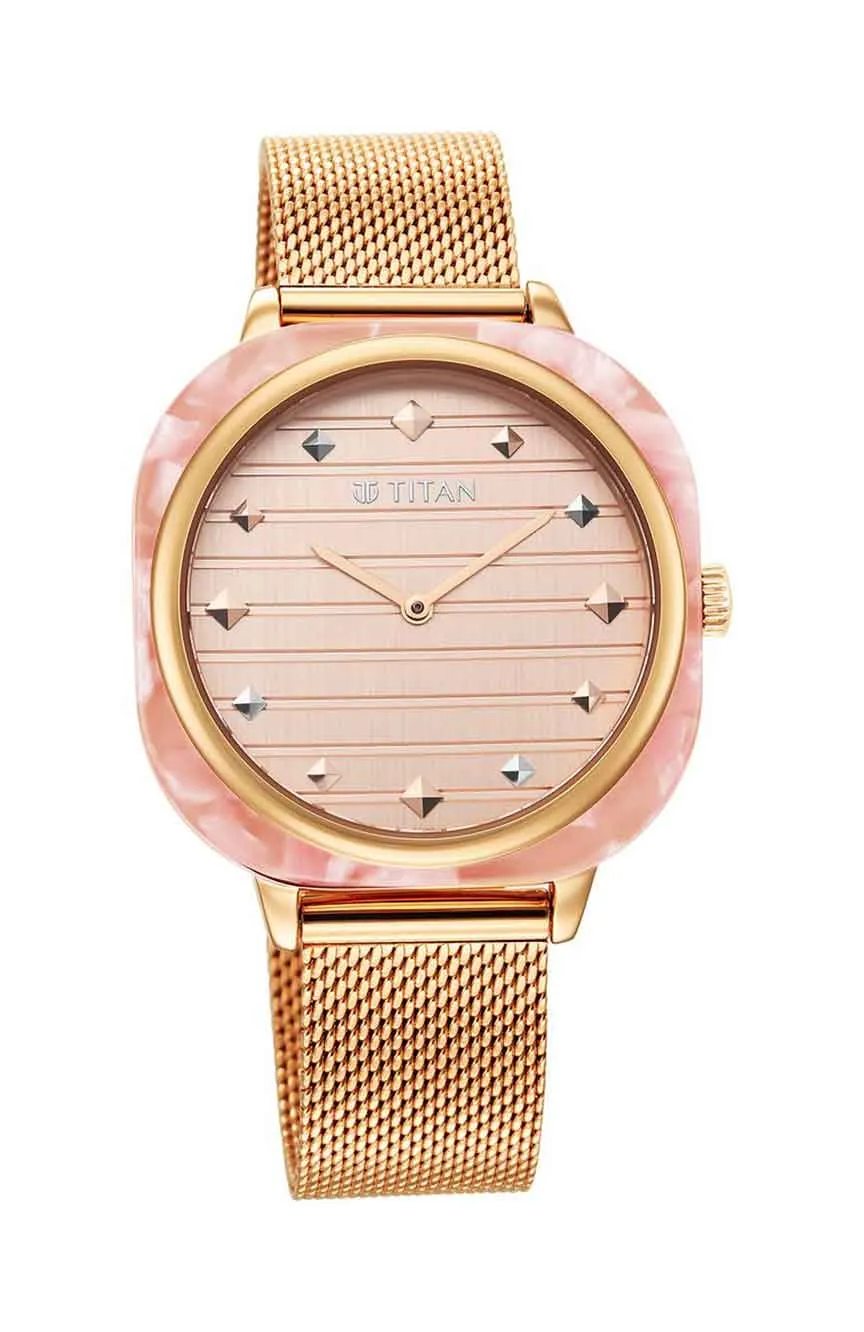 

Titan | Glitz Rose Gold Dial Stainless Steel Strap Watch for Women