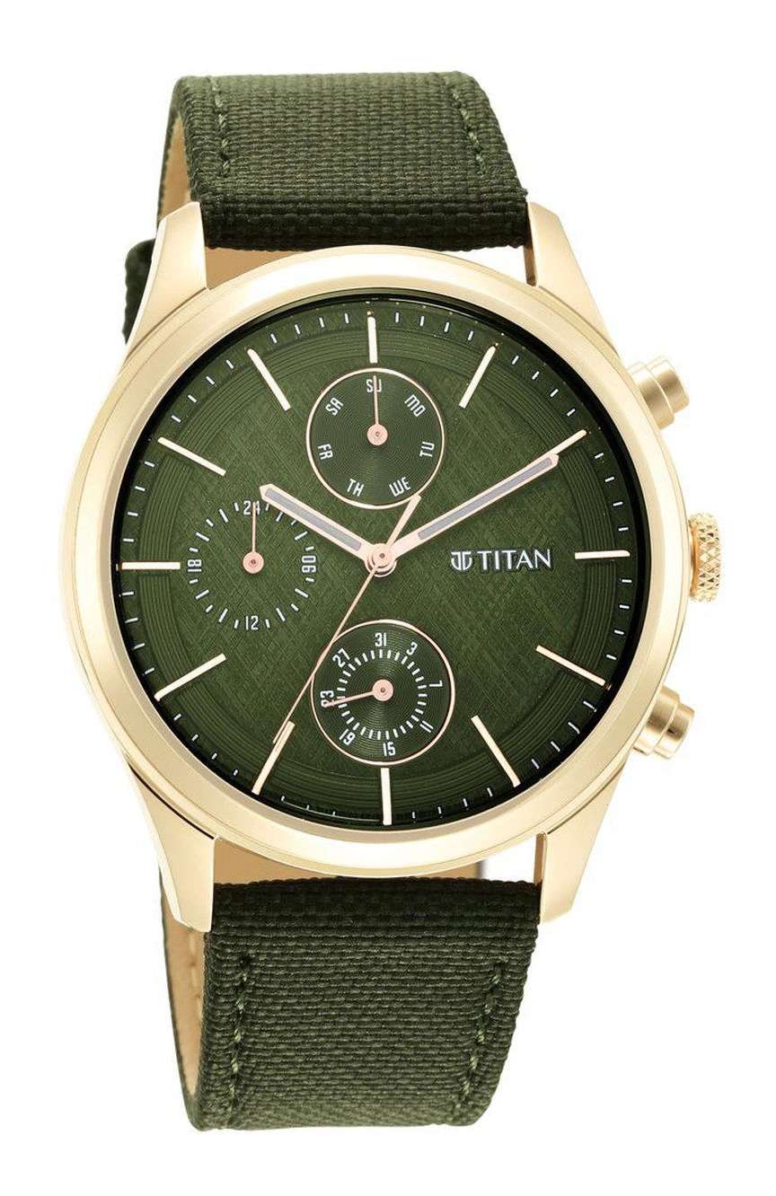 Titan Neo Splash Green Dial Quartz Analog with Date Fabric Strap watch for Men
