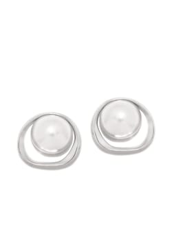 Pertegaz Silver Satellite And Shell Pearl Pressure Earring