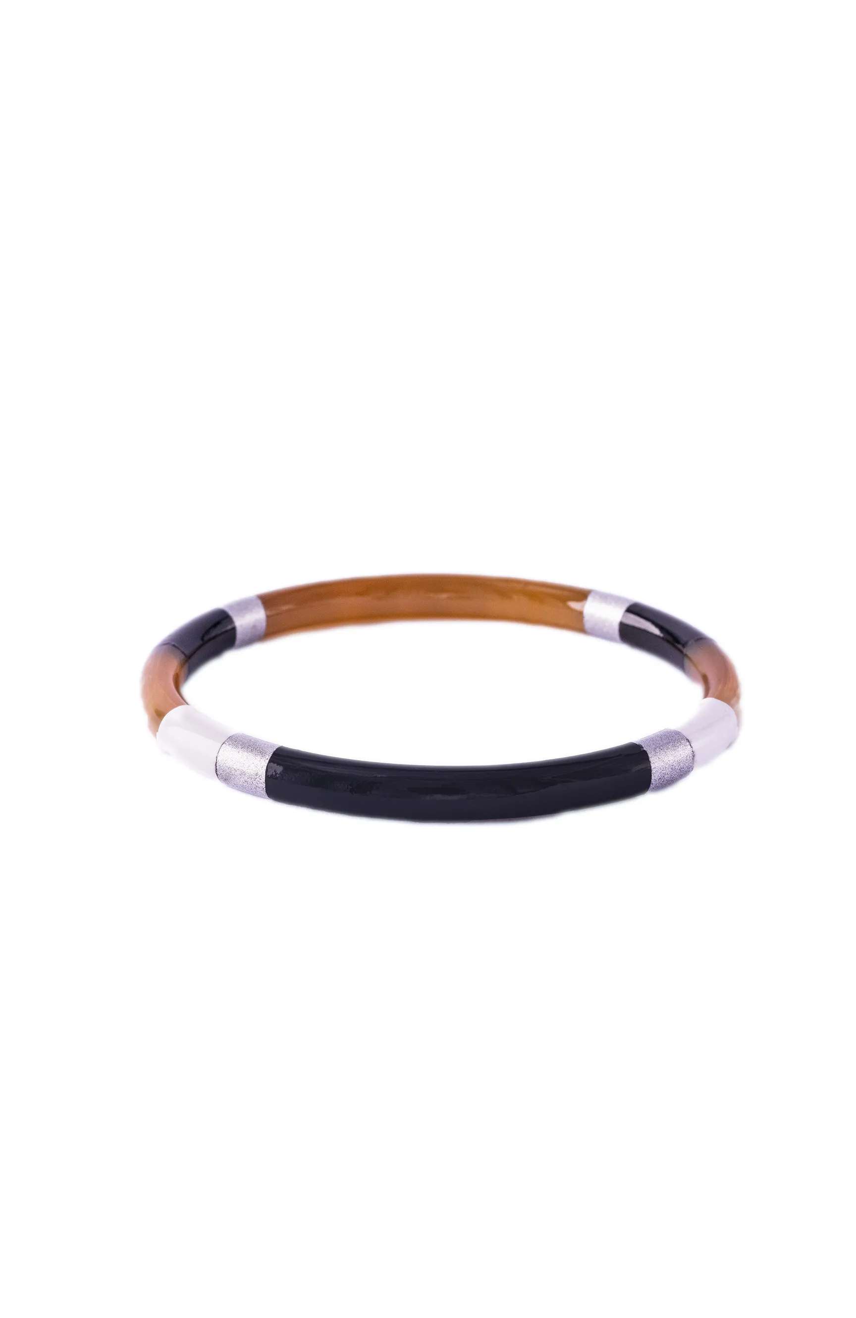 Soyang Paris Horn and Lacquer black & white bangle