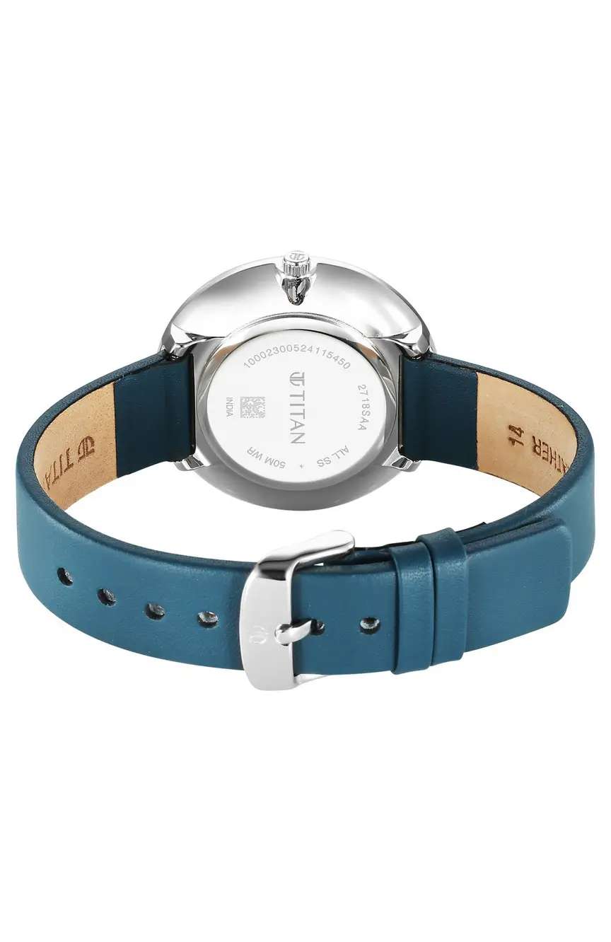 Titan Stackables Quartz Analog White Dial Leather Strap Watch For Women
