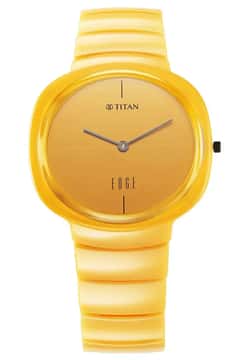 Titan Squircle Camo Quartz Analog Yellow Dial Ceramic Strap Watch For Unisex