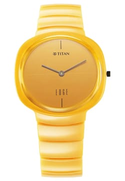 Titan Squircle Camo Quartz Analog Yellow Dial Ceramic Strap Watch For Unisex
