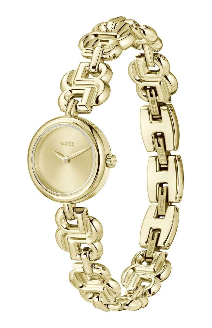 بوص ساعة بوص دبل بي دريسي مستديرة بسوار من الفولاذ المقاوم للصدأ مقاس 23 مم للنساء