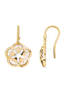 OMEGA أقراط من الذهب الأصفر عيار 18 قيراط واللؤلؤ