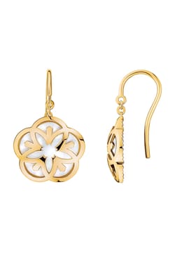 OMEGA أقراط من الذهب الأصفر عيار 18 قيراط واللؤلؤ