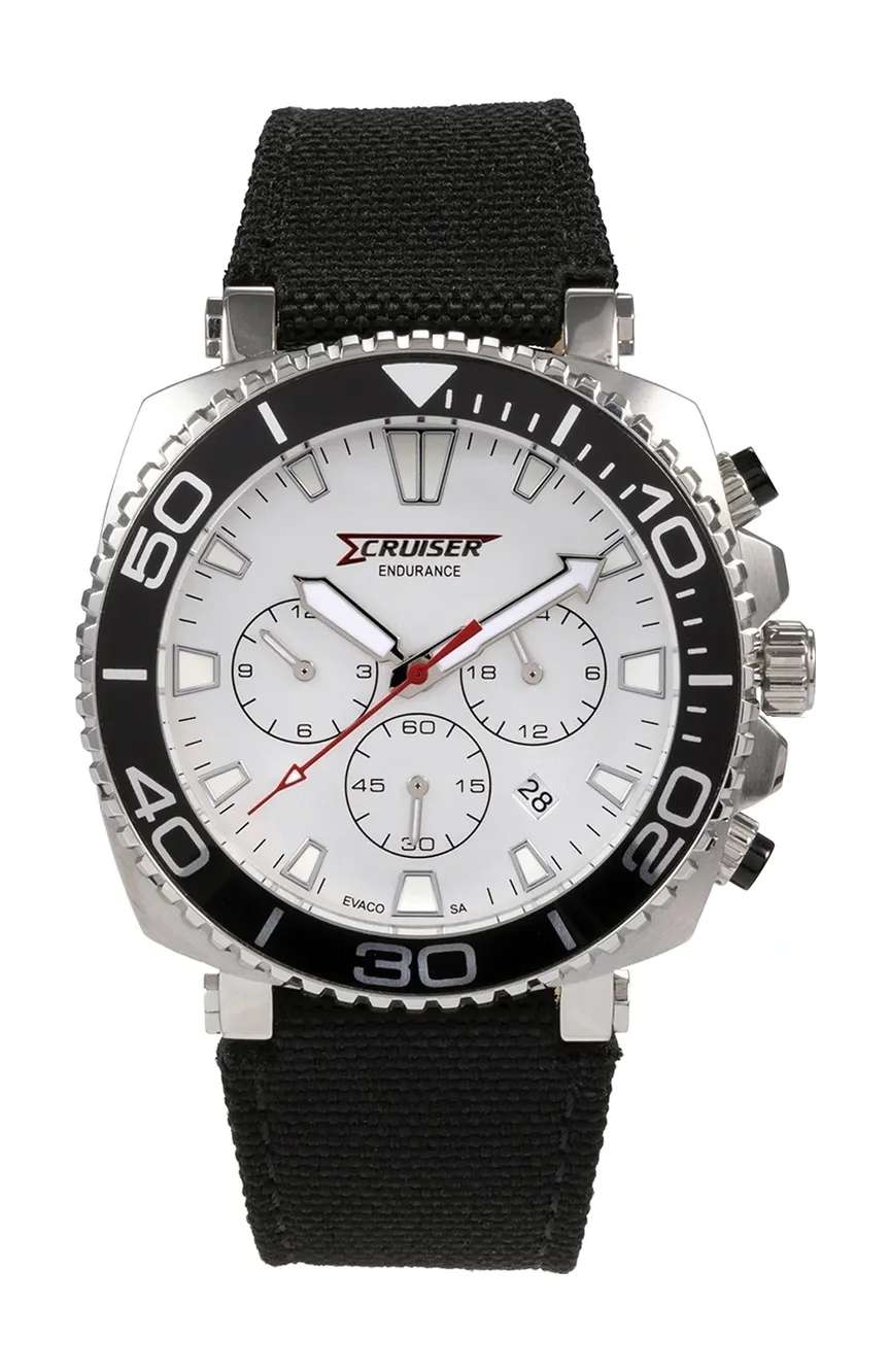 كروزر Gents Black canvas strap watch