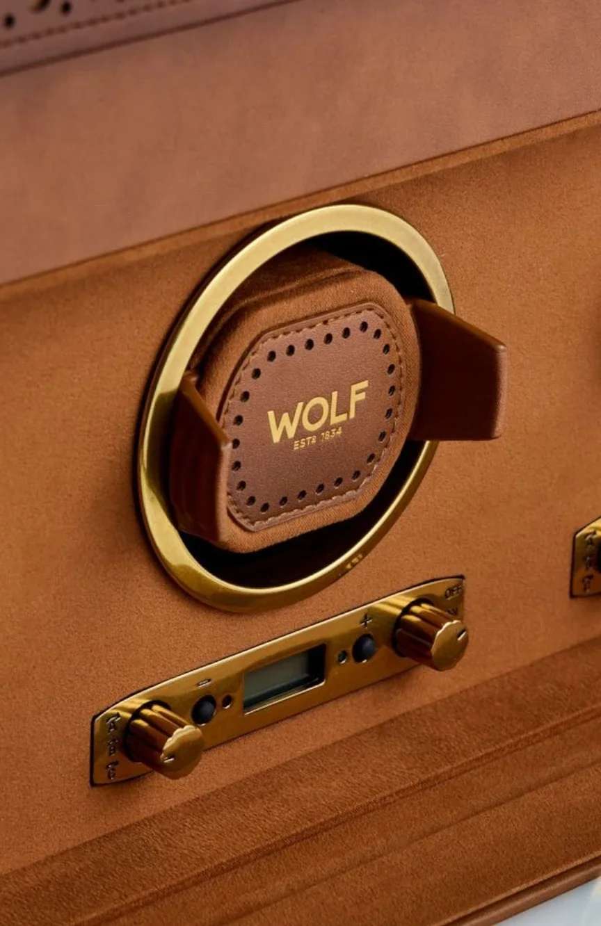 WOLF Brogue Triple Watch Winder With Storage