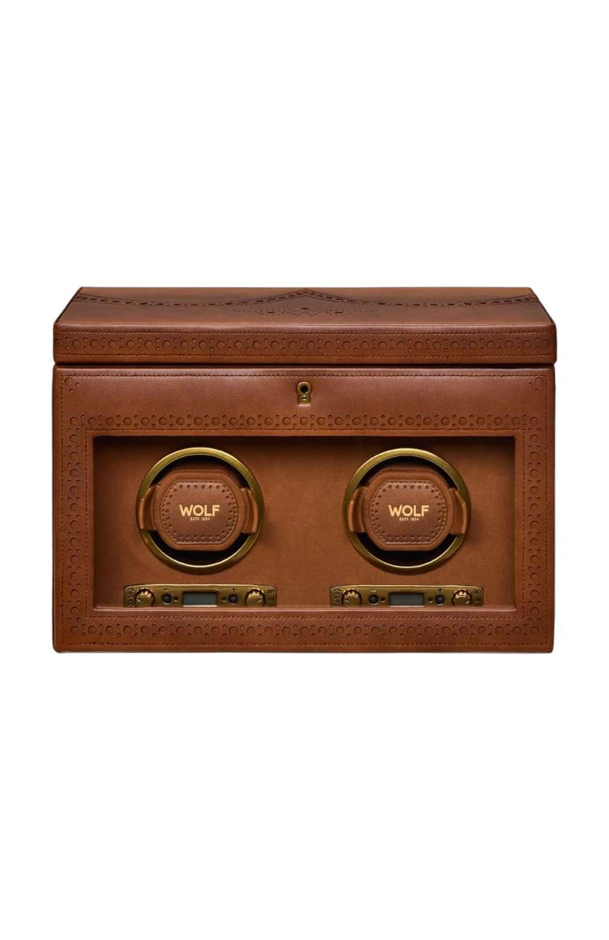 WOLF Brogue Double Watch Winder With Storage