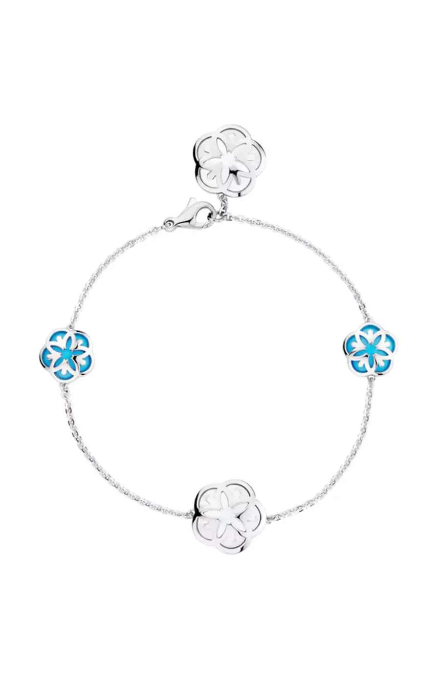 أوميغا Flower Bracelet 18k white gold mother-of-pearl turquoise