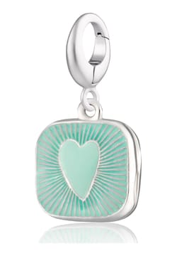 Lily Charmed Silver Turquoise Heart Locket Charm