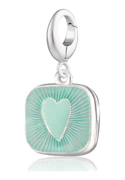 Lily Charmed Silver Turquoise Heart Locket Charm
