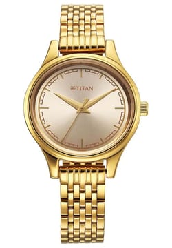 Titan Karishma Quartz Analog Golden Dial Golden Stainless Steel Strap Watch For Women