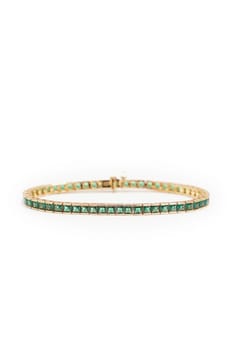 Izabel Display Square Tennis Bracelet Green Gold