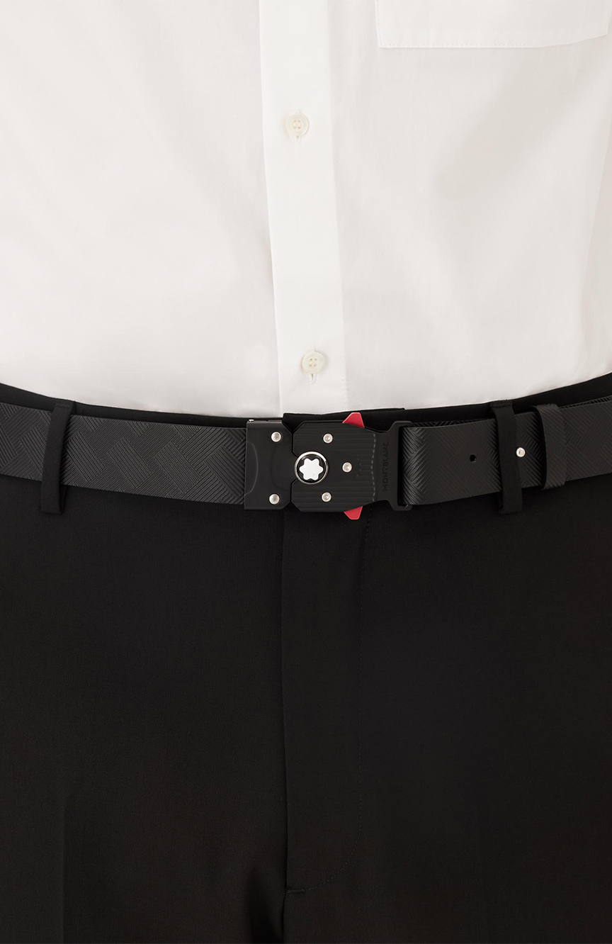 Montblanc M LOCK 4810 buckle printed black 35 mm leather belt  